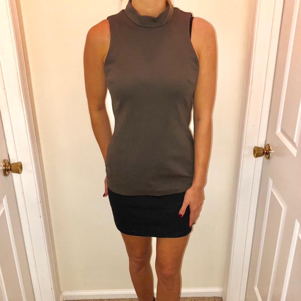 Olive mock neck mini dress